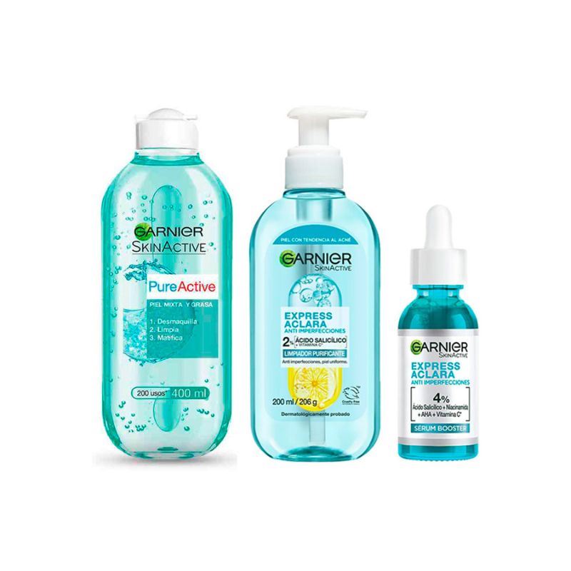 Pack Garnier Anti Imperfecciones Micelar + limpiador + serum